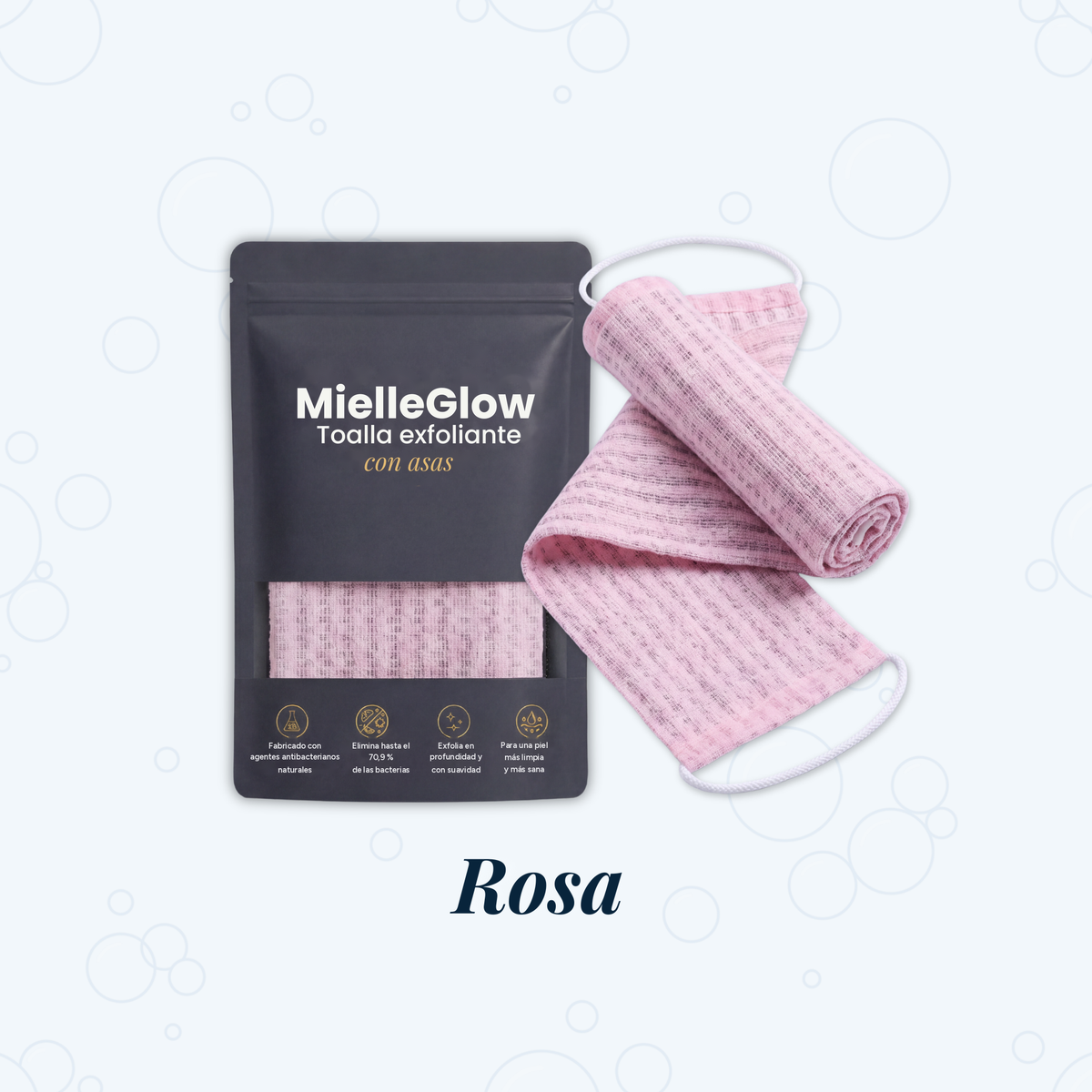 Toalla Exfoliante de Ducha Antibacteriana MielleGlow