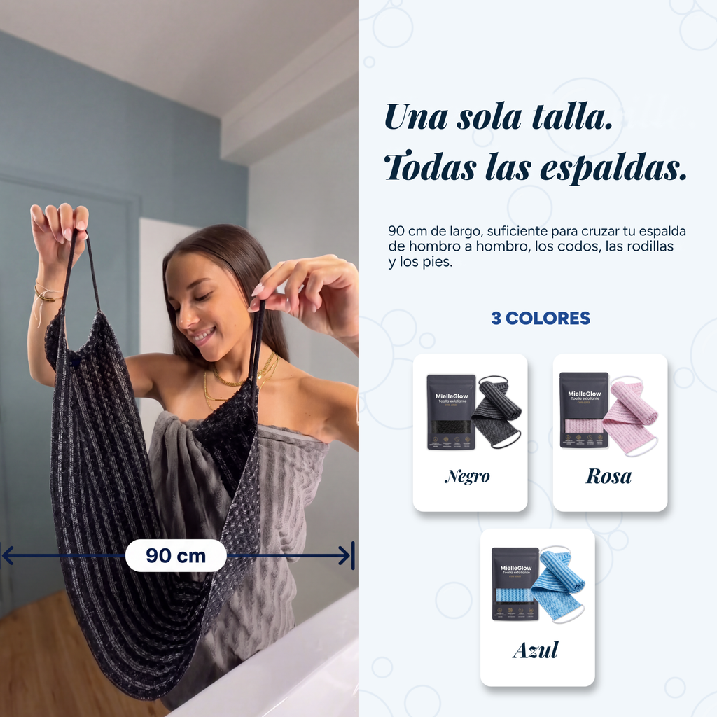 Toalla Exfoliante de Ducha Antibacteriana MielleGlow