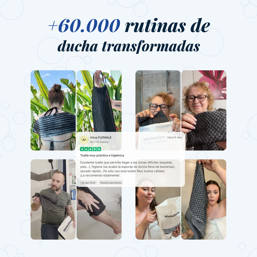 Toalla Exfoliante de Ducha Antibacteriana MielleGlow