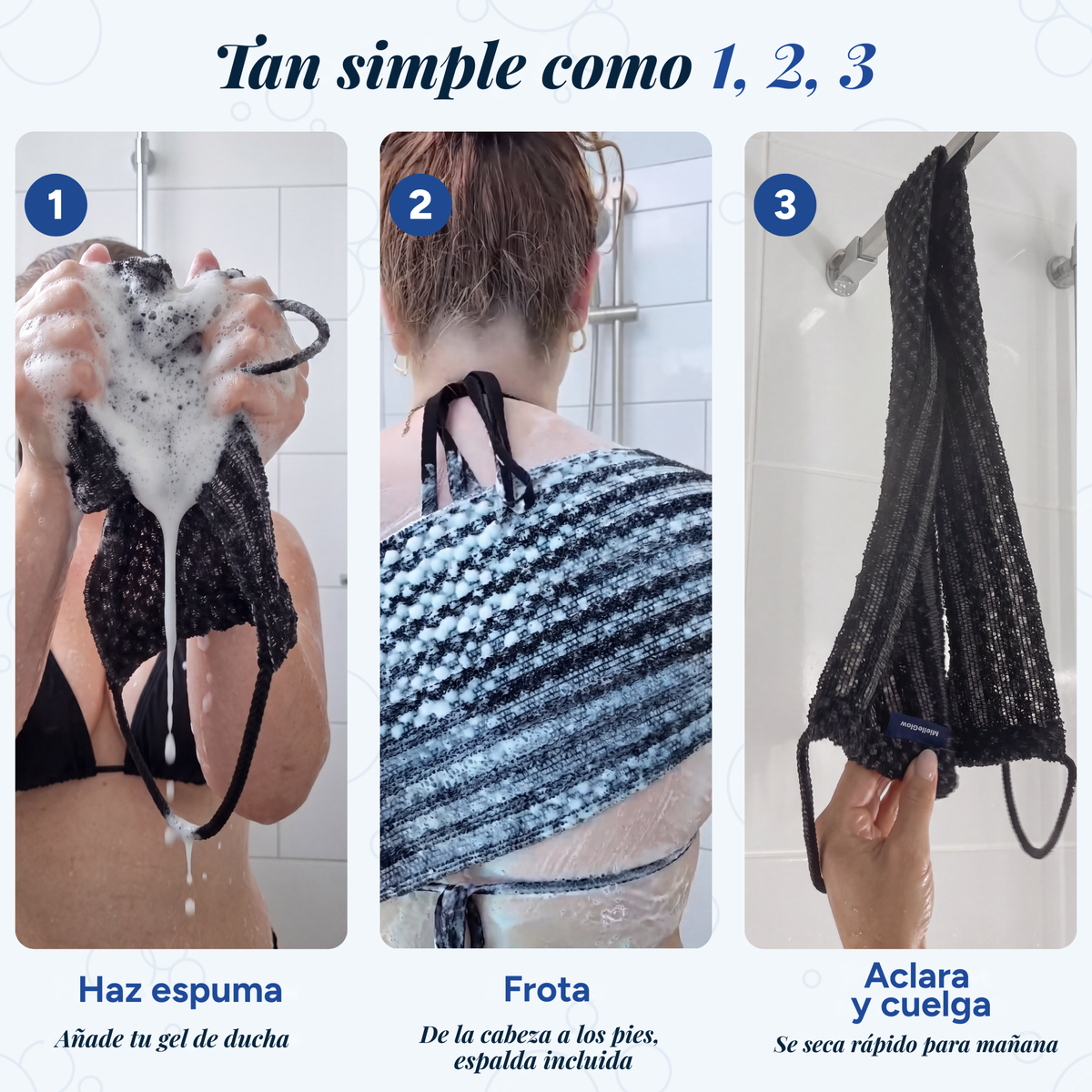 Toalla Exfoliante de Ducha Antibacteriana MielleGlow
